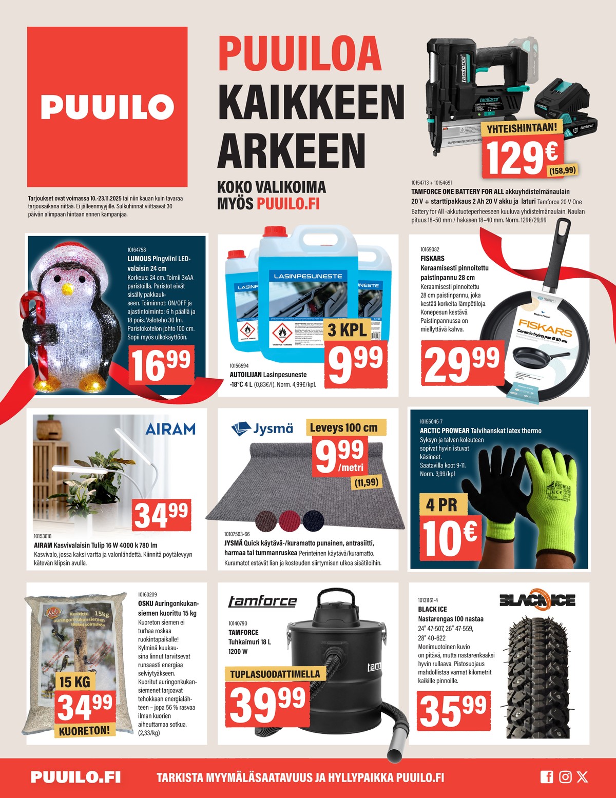 Katso ketjun Puuilo tarjouslehti viikolta 46 sivustolla Viikkotarjoukset.fi. Löydät monia hyviä tarjouksia erilaisista tuotteista. Lue tarjouslehti täältä! Sivu 1