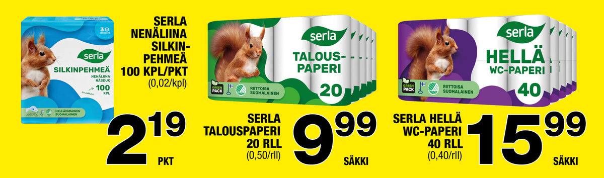 Katso ketjun Säästömarket tarjouslehti viikolta 46 sivustolla Viikkotarjoukset.fi. Löydät monia hyviä tarjouksia erilaisista tuotteista, esimerkiksi wc-paperit hellä tai talouspaperit serla. Lue tarjouslehti täältä! Sivu 2