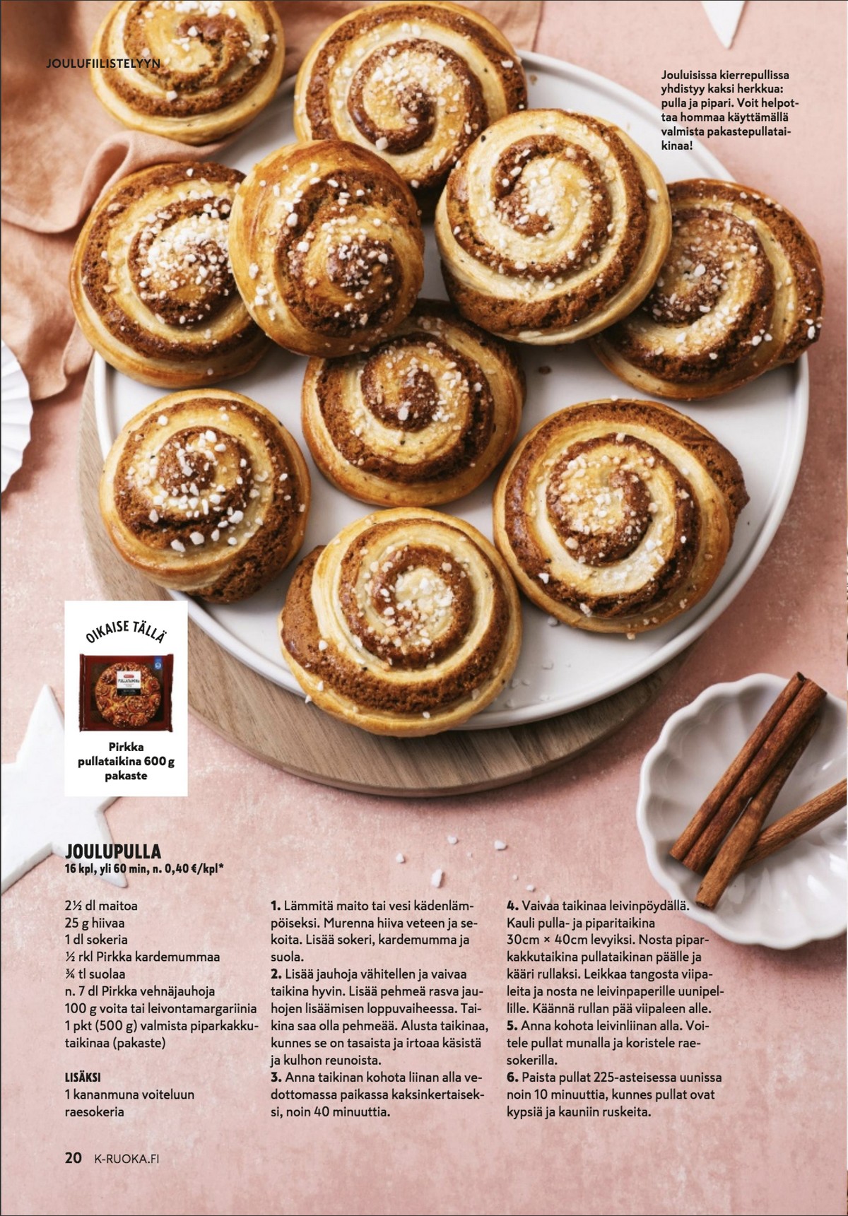Katso ketjun K-Ruoka tarjouslehti viikolta 47 sivustolla Viikkotarjoukset.fi. Löydät monia hyviä tarjouksia erilaisista tuotteista. Lue tarjouslehti täältä! Sivu 20