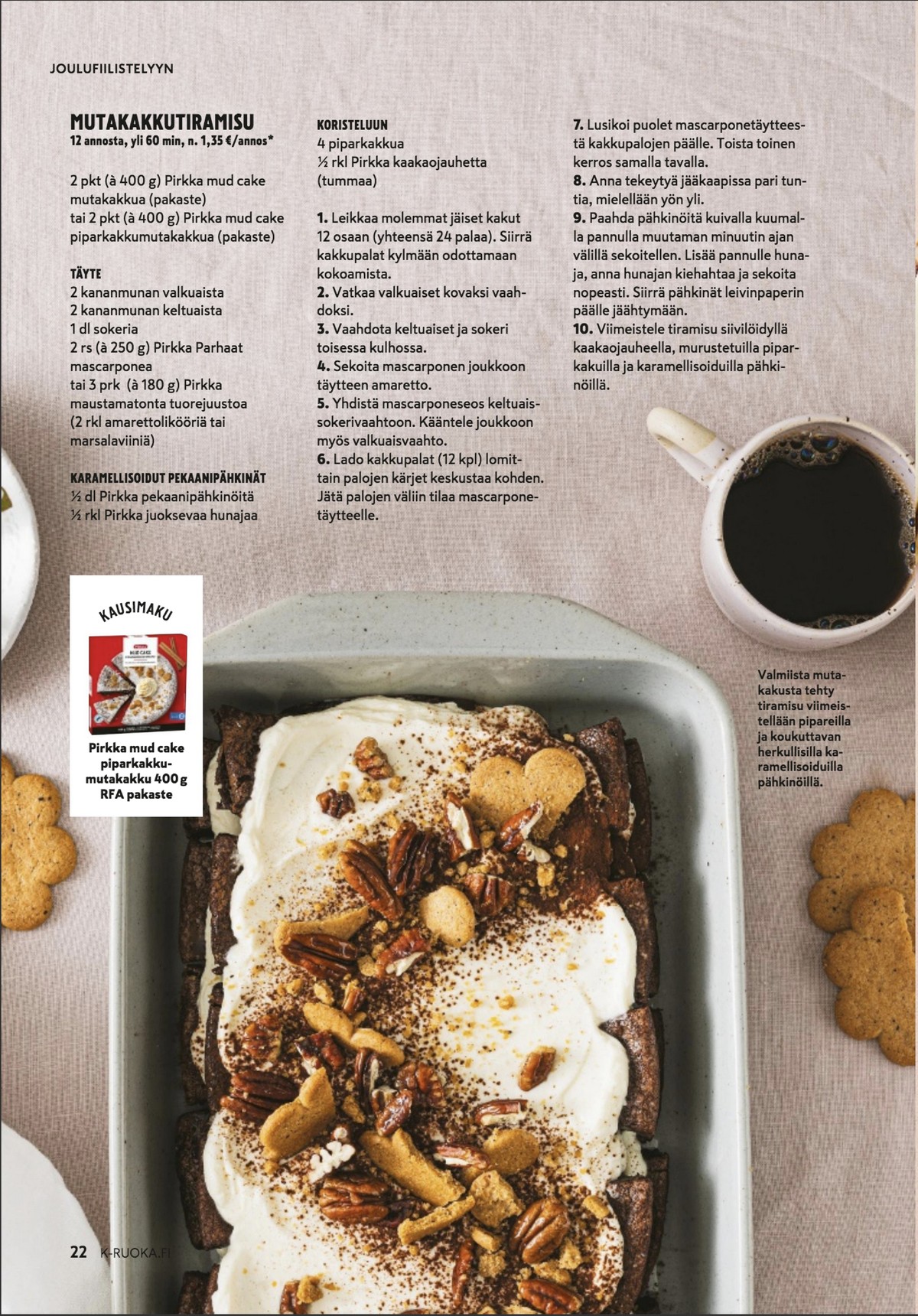 Katso ketjun K-Ruoka tarjouslehti viikolta 47 sivustolla Viikkotarjoukset.fi. Löydät monia hyviä tarjouksia erilaisista tuotteista. Lue tarjouslehti täältä! Sivu 22