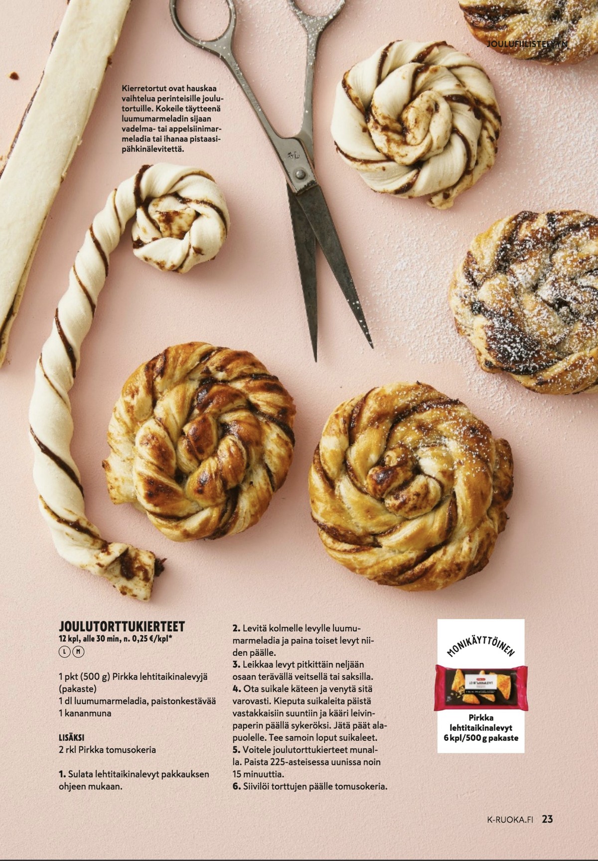 Katso ketjun K-Ruoka tarjouslehti viikolta 47 sivustolla Viikkotarjoukset.fi. Löydät monia hyviä tarjouksia erilaisista tuotteista. Lue tarjouslehti täältä! Sivu 23