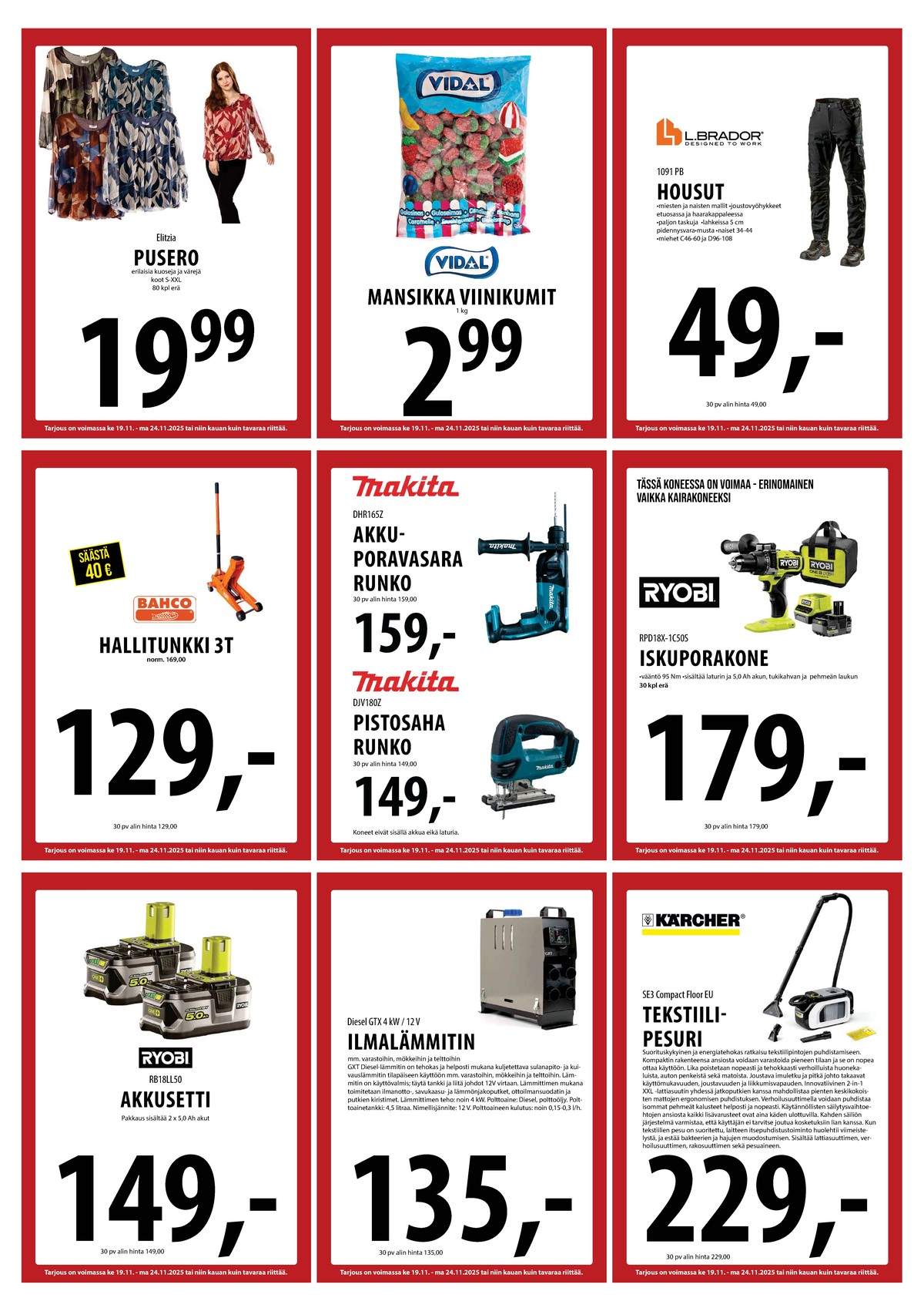 Katso ketjun Keskinen tarjouslehti viikolta 47 sivustolla Viikkotarjoukset.fi. Löydät monia hyviä tarjouksia erilaisista tuotteista. Lue tarjouslehti täältä! Sivu 25