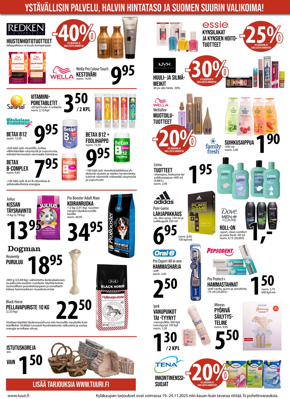 Katso ketjun Keskinen tarjouslehti viikolta 47 sivustolla Viikkotarjoukset.fi. Löydät monia hyviä tarjouksia erilaisista tuotteista. Lue tarjouslehti täältä! Sivu 7