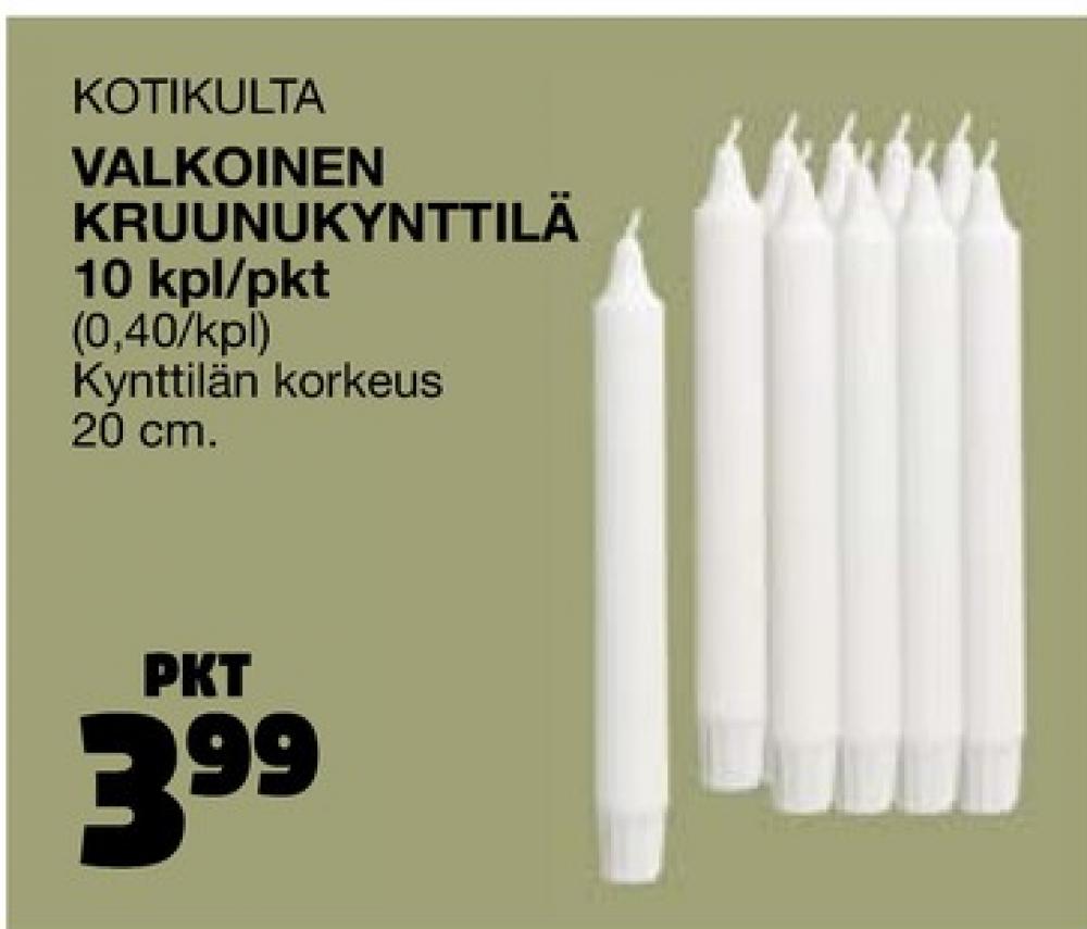 Tarjoukset ja hintavertailu haulla Kotikulta, , Antiikki- ja kruunukynttilät 10.000 kpl 1 paketti(a) €3.99