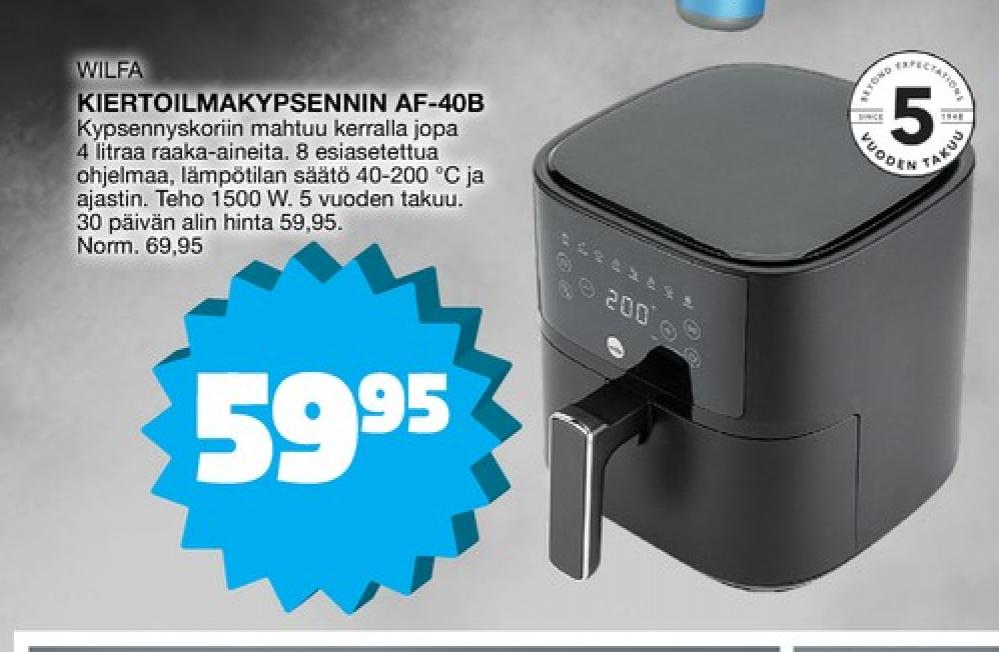Tarjoukset ja hintavertailu haulla Wilfa, , Airfryer 0.000 kpl 1 kappale €59.95