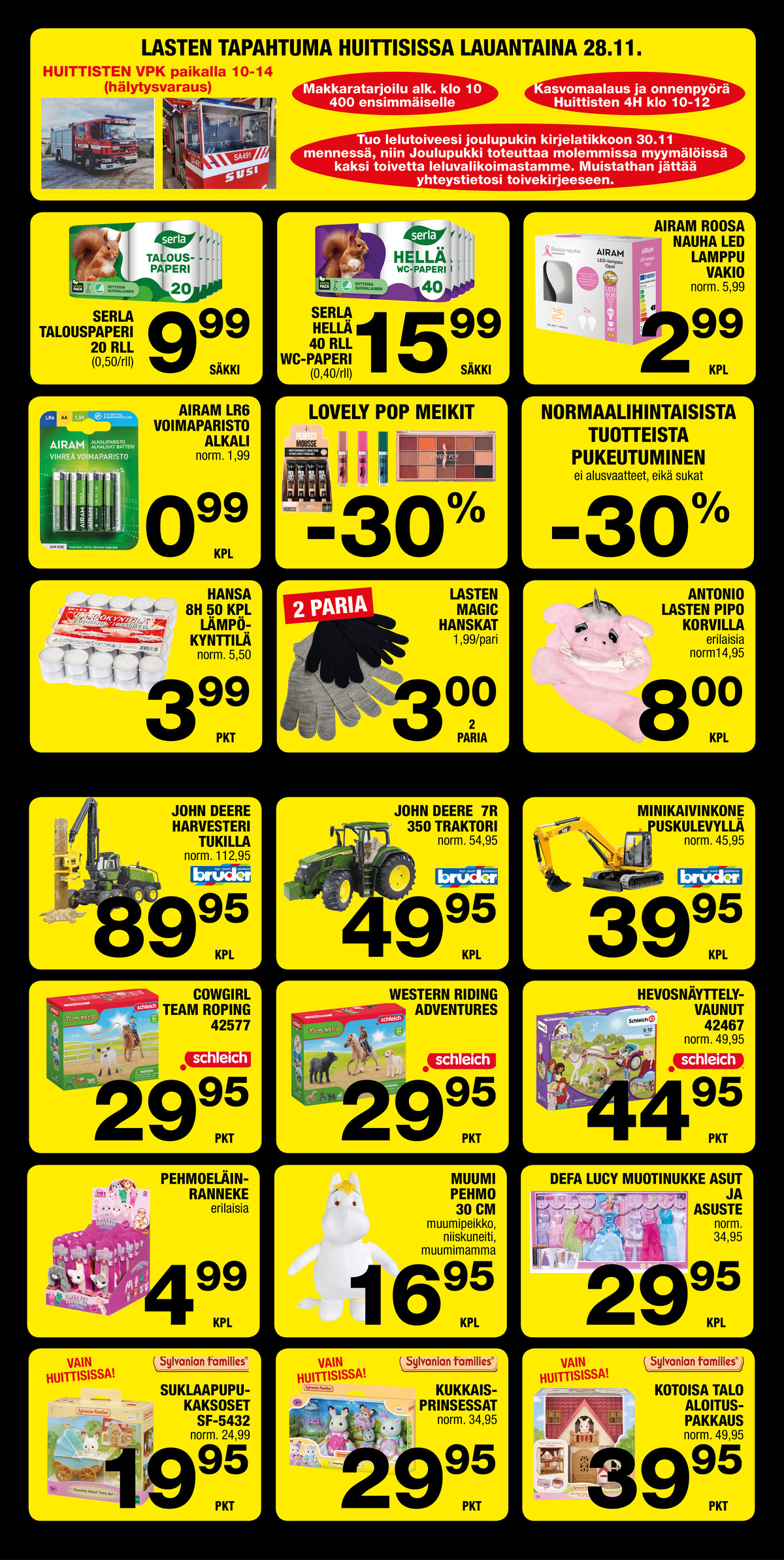 Katso ketjun Säästömarket tarjouslehti viikolta 48 sivustolla Viikkotarjoukset.fi. Löydät monia hyviä tarjouksia erilaisista tuotteista, esimerkiksi led-lamput airam tai wc-paperit hellä. Lue tarjouslehti täältä! Sivu 1