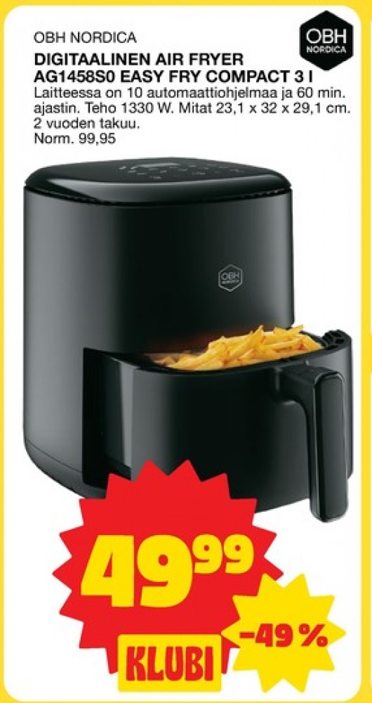 Tarjoukset ja hintavertailu haulla OBH Nordica, , Airfryer 0.000 kpl 1 kappale €49.99