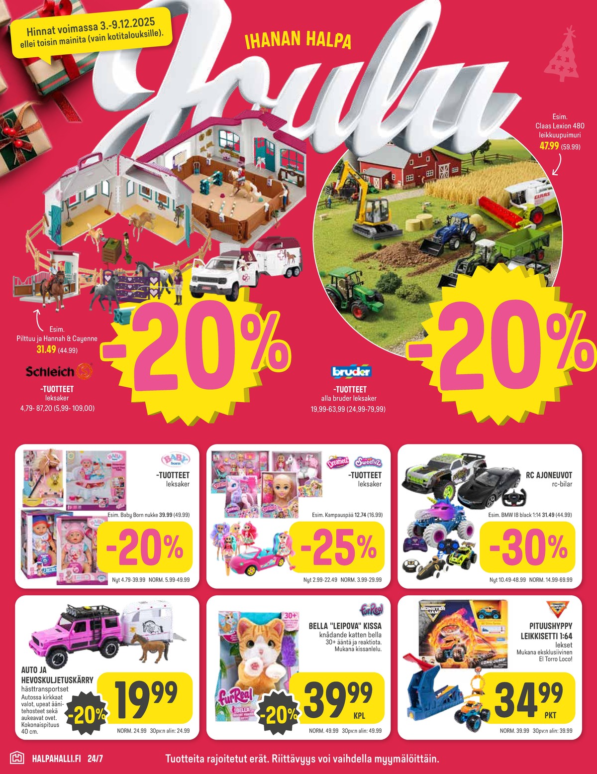 Katso ketjun Halpa Halli tarjouslehti viikolta 49 sivustolla Viikkotarjoukset.fi. Löydät monia hyviä tarjouksia erilaisista tuotteista. Lue tarjouslehti täältä! Sivu 10