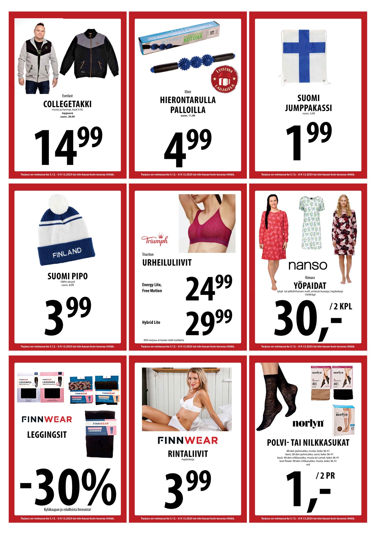 Katso ketjun Keskinen tarjouslehti viikolta 49 sivustolla Viikkotarjoukset.fi. Löydät monia hyviä tarjouksia erilaisista tuotteista, esimerkiksi hierontarullat elixir tai jumppapussit ei määritelty. Lue tarjouslehti täältä! Sivu 29