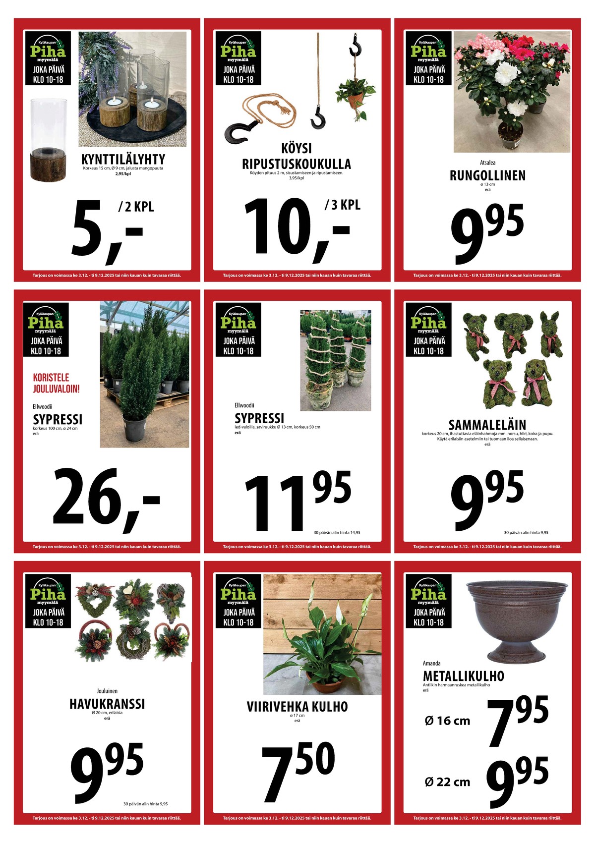 Katso ketjun Keskinen tarjouslehti viikolta 49 sivustolla Viikkotarjoukset.fi. Löydät monia hyviä tarjouksia erilaisista tuotteista, esimerkiksi joulukoristeet ei määritelty tai joulukoristeet ei määritelty. Lue tarjouslehti täältä! Sivu 34