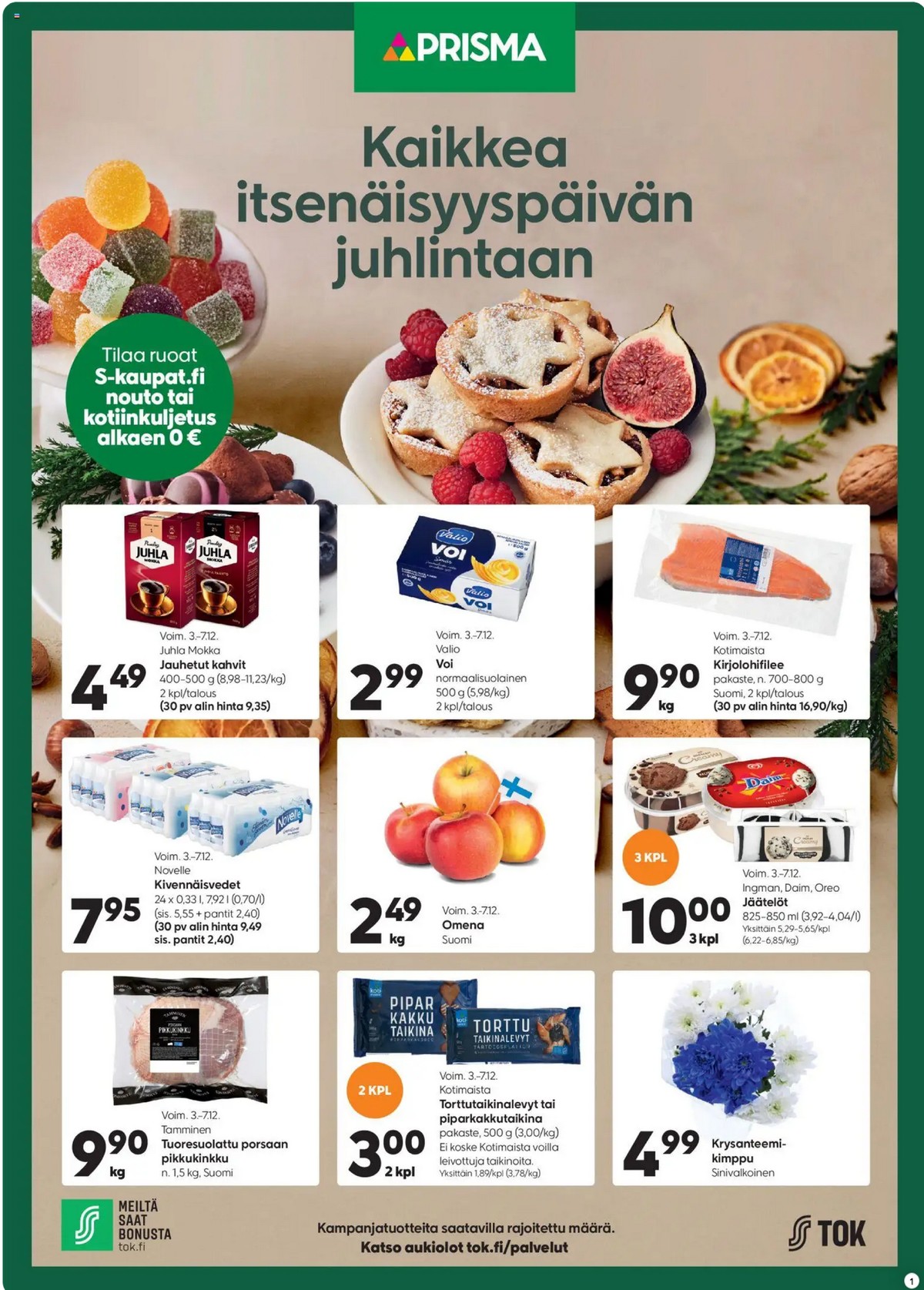 Katso ketjun Prisma tarjouslehti viikolta 49 sivustolla Viikkotarjoukset.fi. Löydät monia hyviä tarjouksia erilaisista tuotteista, esimerkiksi savukalat kotimaista tai voi valio. Lue tarjouslehti täältä! Sivu 1