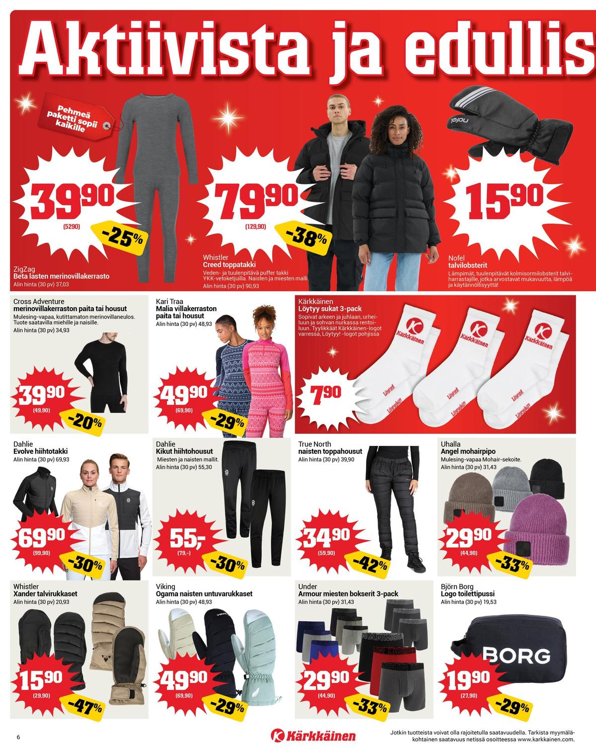 Katso ketjun Kärkkäinen tarjouslehti viikolta 50 sivustolla Viikkotarjoukset.fi. Löydät monia hyviä tarjouksia erilaisista tuotteista. Lue tarjouslehti täältä! Sivu 6