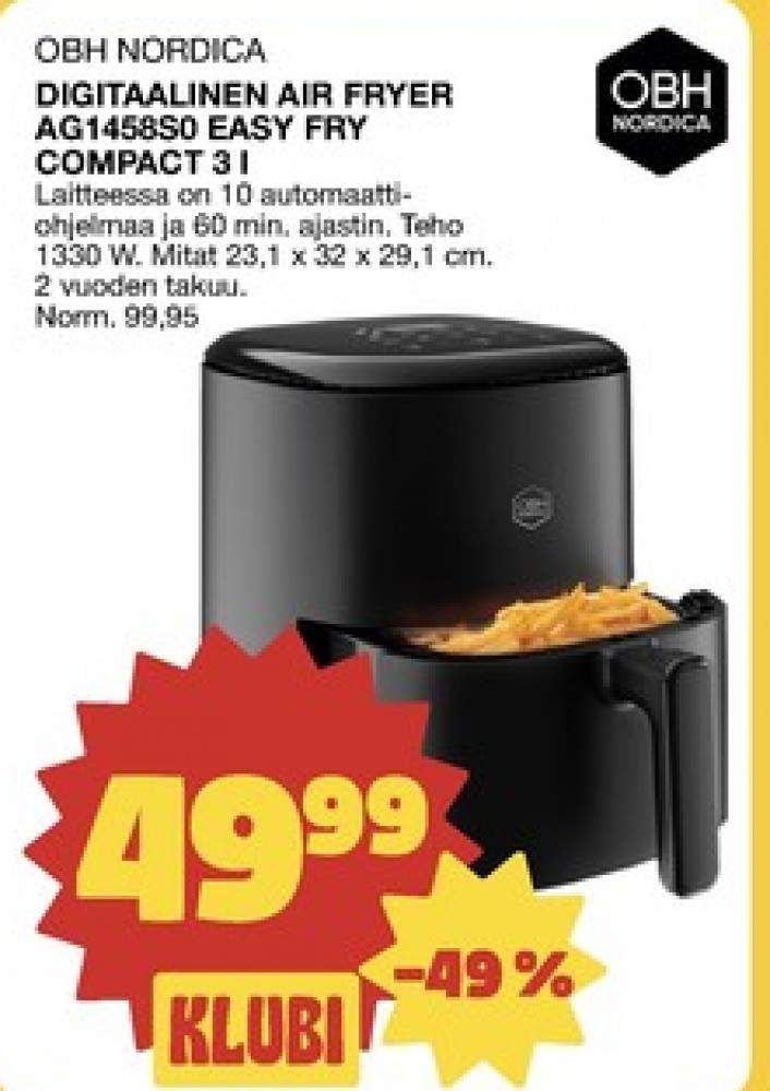 Tarjoukset ja hintavertailu haulla OBH Nordica, , Airfryer 0.000 kpl 1 kappale €49.99