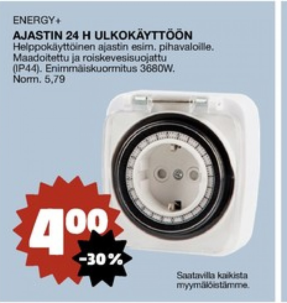 Tarjoukset ja hintavertailu haulla Energy plus, , Ajastimet 0.000 kpl 1 kappale €4.00
