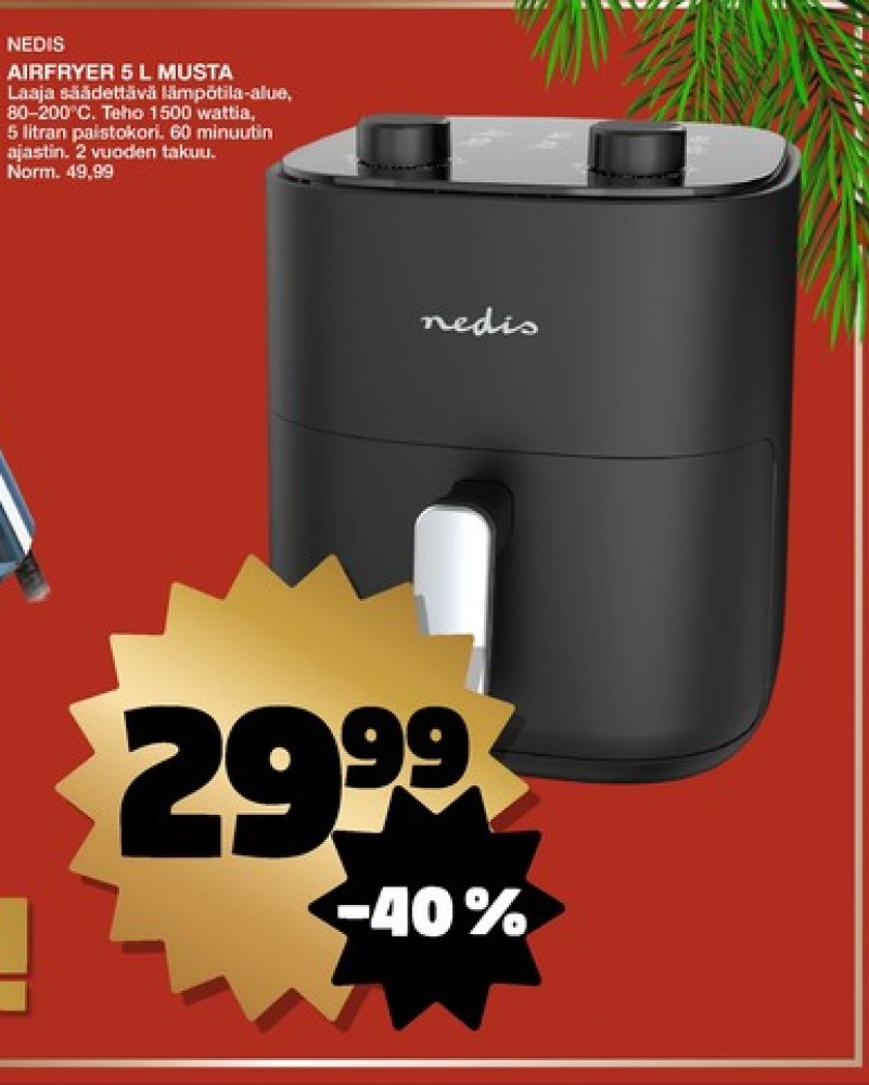 Tarjoukset ja hintavertailu haulla Nedis, , Airfryer 0.000 kpl 1 kappale €29.99