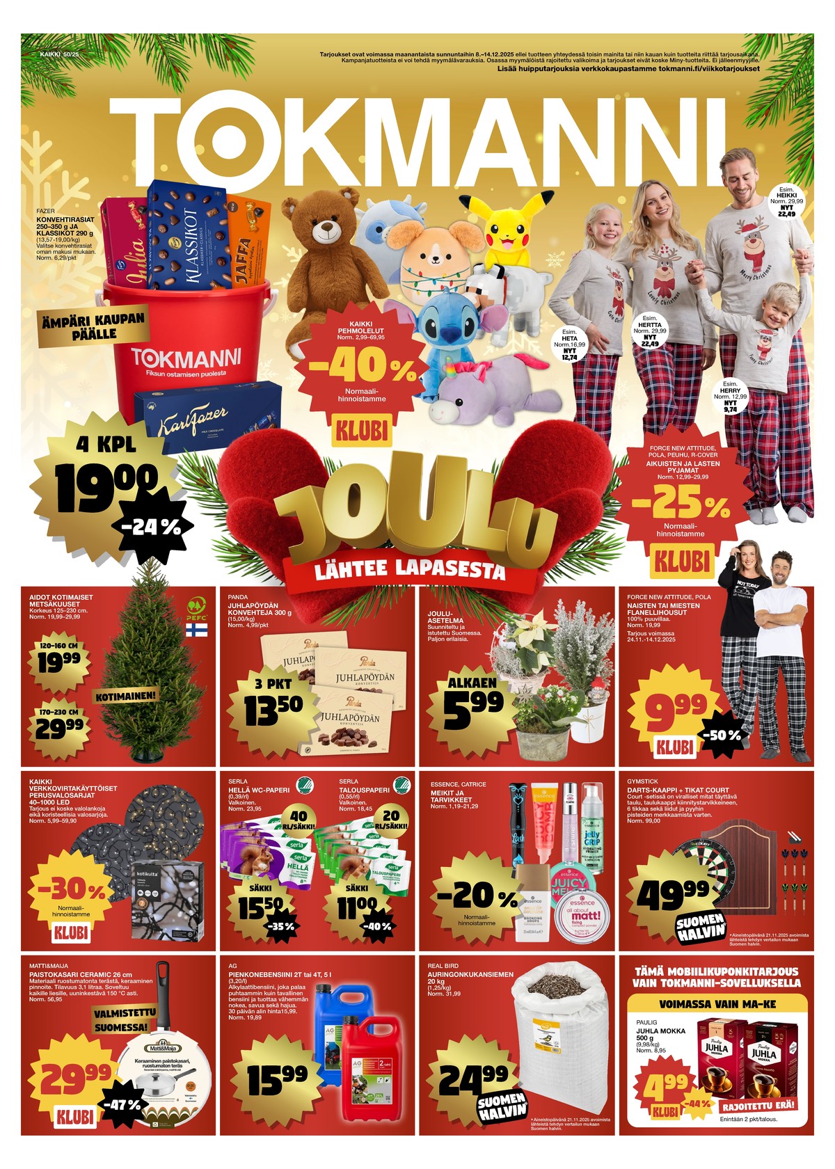 Katso ketjun Tokmanni tarjouslehti viikolta 50 sivustolla Viikkotarjoukset.fi. Löydät monia hyviä tarjouksia erilaisista tuotteista. Lue tarjouslehti täältä! Sivu 1
