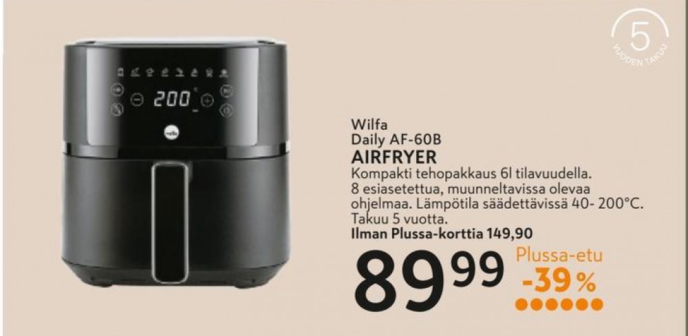 Tarjoukset ja hintavertailu haulla Wilfa, , Airfryer 0.000 kpl 1 kappale €89.99