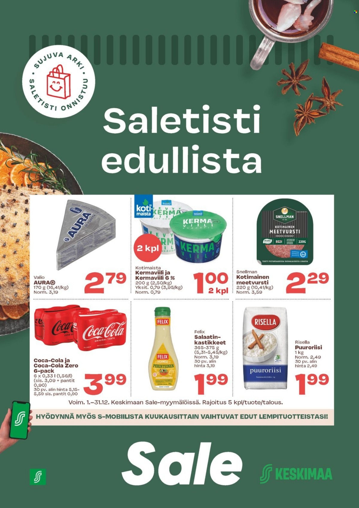 Katso ketjun Sale tarjouslehti viikolta 51 sivustolla Viikkotarjoukset.fi. Löydät monia hyviä tarjouksia erilaisista tuotteista, esimerkiksi leikkeleet snellman tai kermaviilit kotimaista. Lue tarjouslehti täältä! Sivu 1