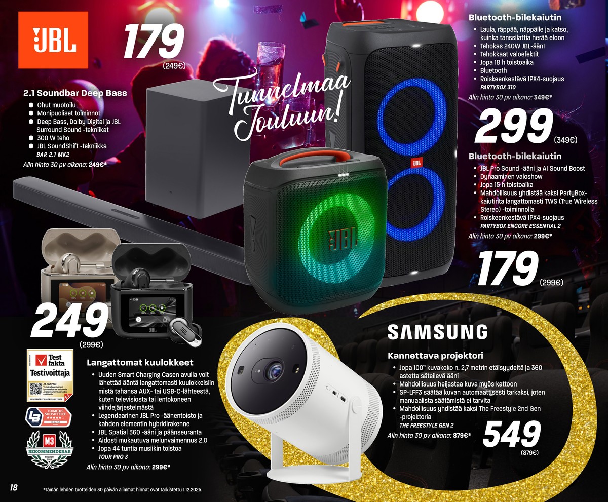 Katso ketjun Veikon Kone tarjouslehti viikolta 51 sivustolla Viikkotarjoukset.fi. Löydät monia hyviä tarjouksia erilaisista tuotteista, esimerkiksi bluetooth-kaiuttimet jbl tai projektorit samsung. Lue tarjouslehti täältä! Sivu 18