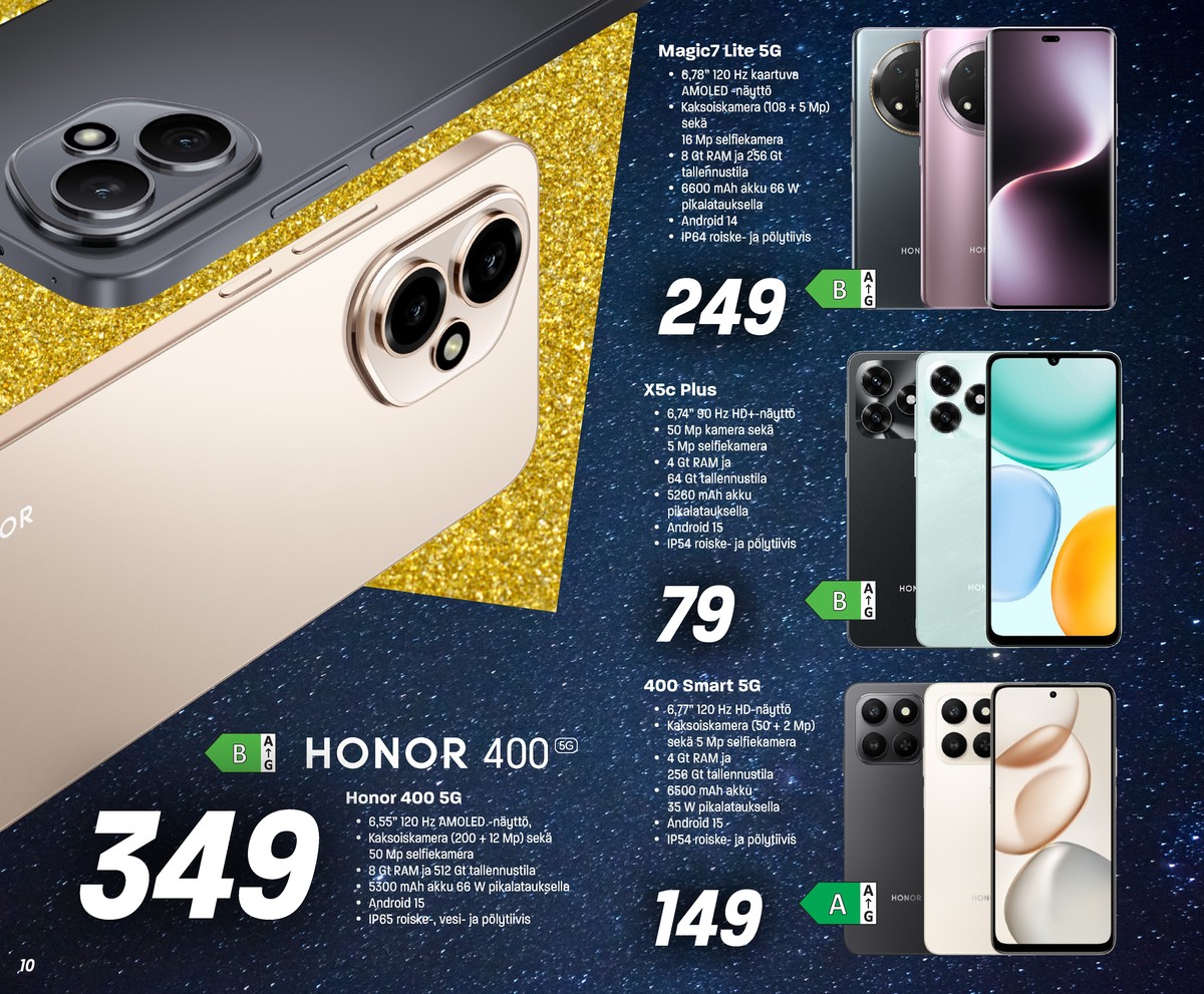 Katso ketjun Veikon Kone tarjouslehti viikolta 51 sivustolla Viikkotarjoukset.fi. Löydät monia hyviä tarjouksia erilaisista tuotteista, esimerkiksi smartphone honor magic7 lite tai smartphone honor x5c plus. Lue tarjouslehti täältä! Sivu 10