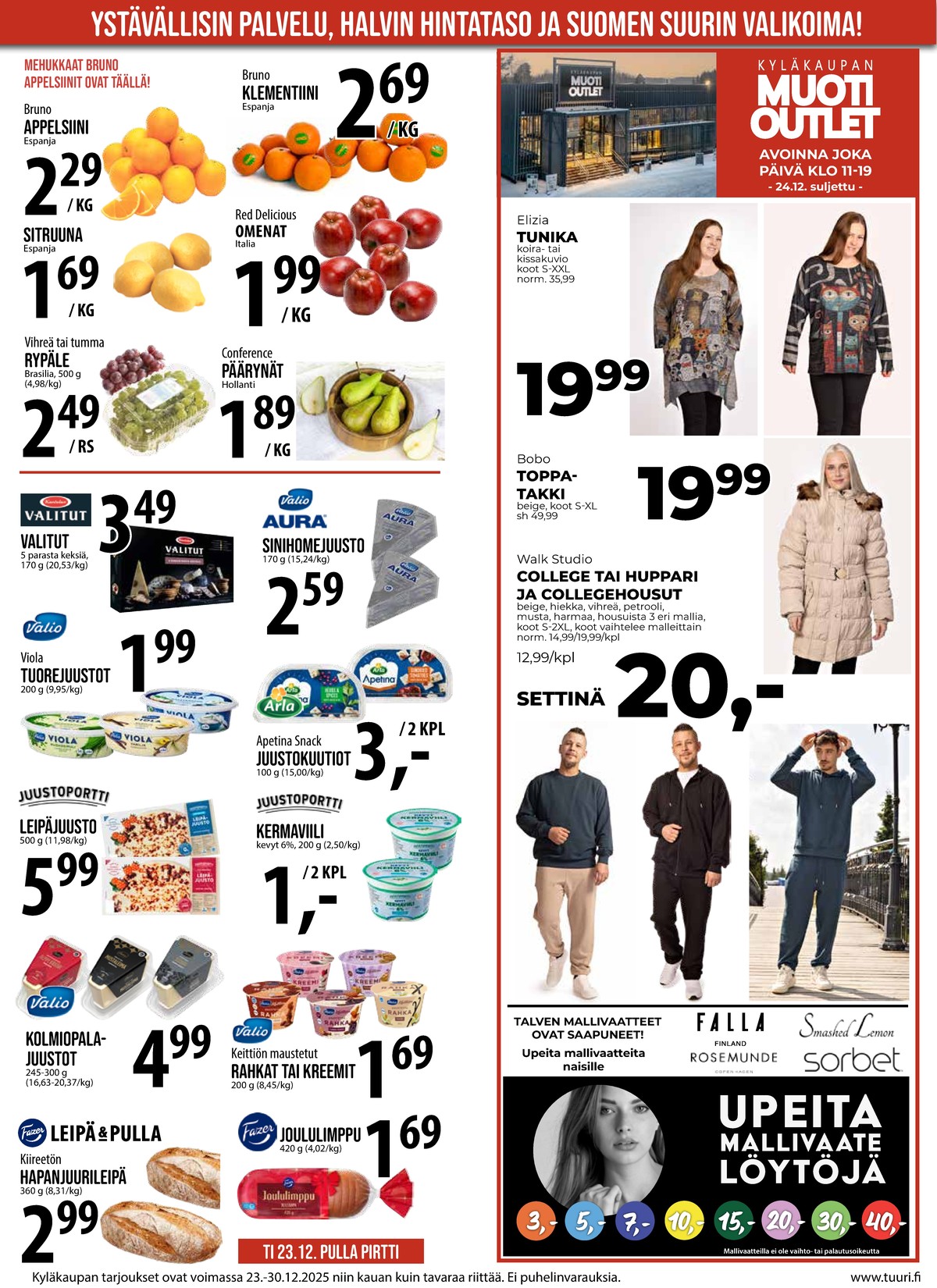 Katso ketjun Keskinen tarjouslehti viikolta 52 sivustolla Viikkotarjoukset.fi. Löydät monia hyviä tarjouksia erilaisista tuotteista. Lue tarjouslehti täältä! Sivu 7