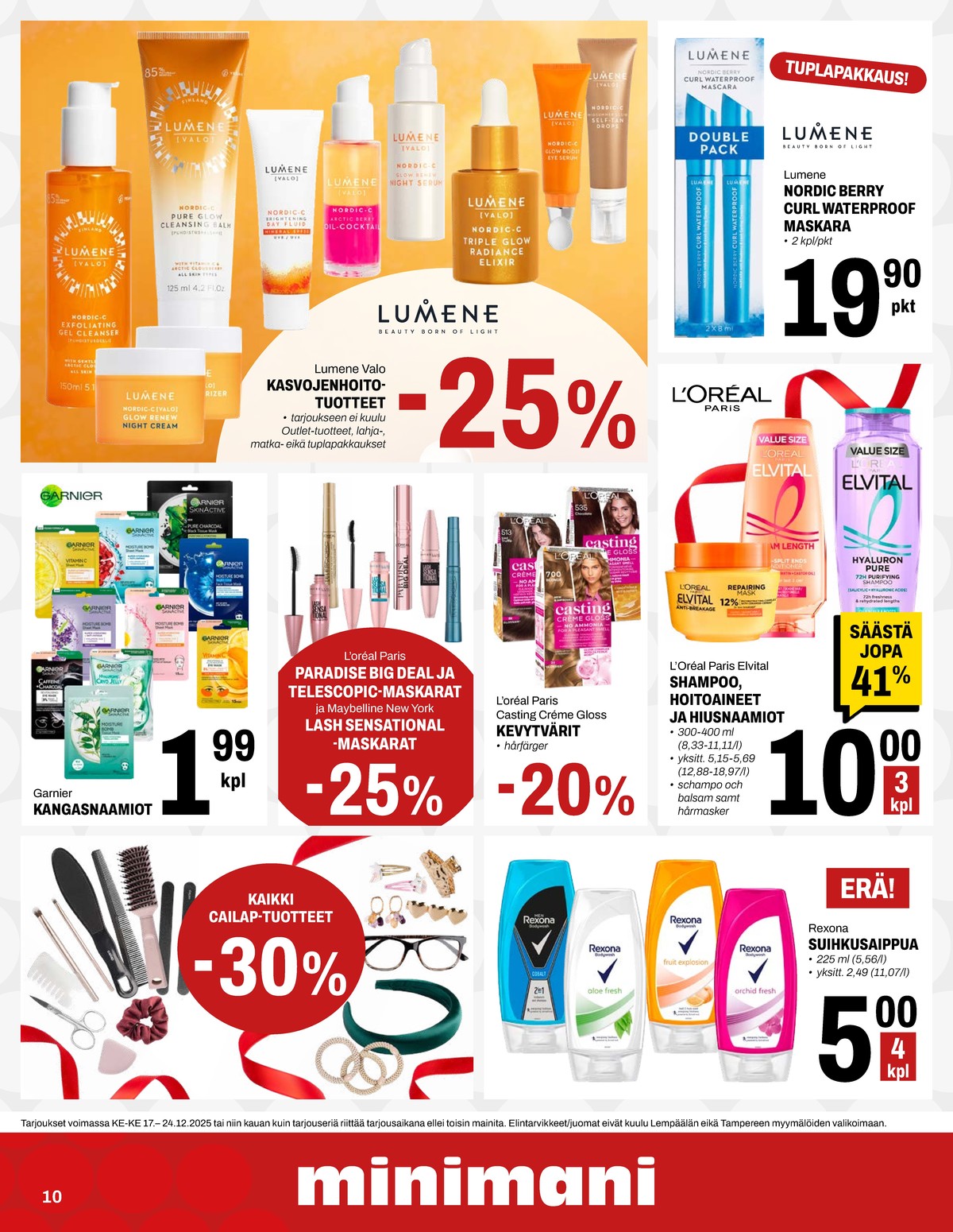 Katso ketjun Minimani tarjouslehti viikolta 52 sivustolla Viikkotarjoukset.fi. Löydät monia hyviä tarjouksia erilaisista tuotteista. Lue tarjouslehti täältä! Sivu 17