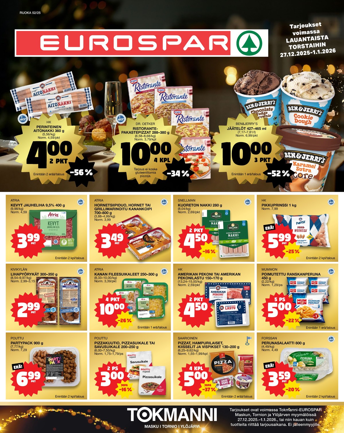 Katso ketjun Tokmanni tarjouslehti viikolta 52 sivustolla Viikkotarjoukset.fi. Löydät monia hyviä tarjouksia erilaisista tuotteista. Lue tarjouslehti täältä! Sivu 1