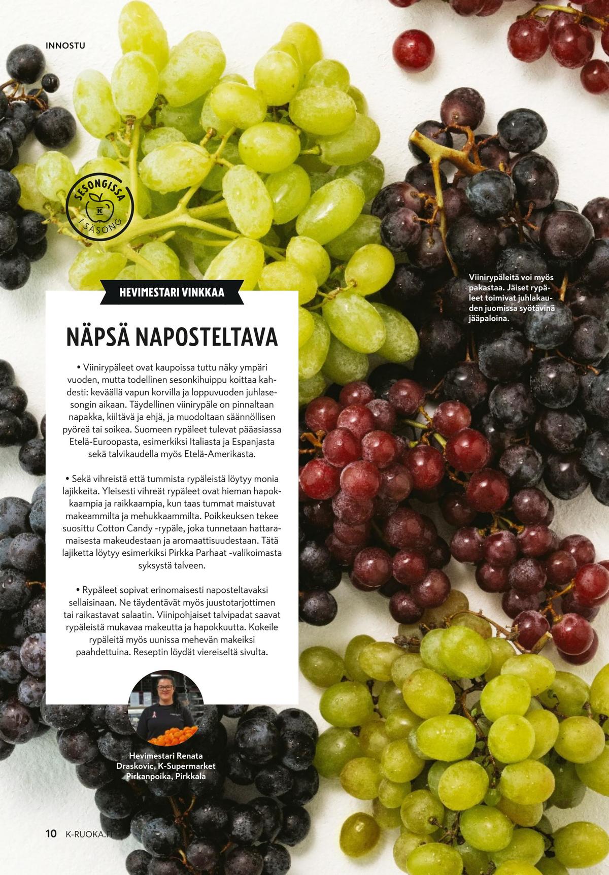 Katso ketjun K-Ruoka tarjouslehti viikolta 1 sivustolla Viikkotarjoukset.fi. Löydät monia hyviä tarjouksia erilaisista tuotteista. Lue tarjouslehti täältä! Sivu 10