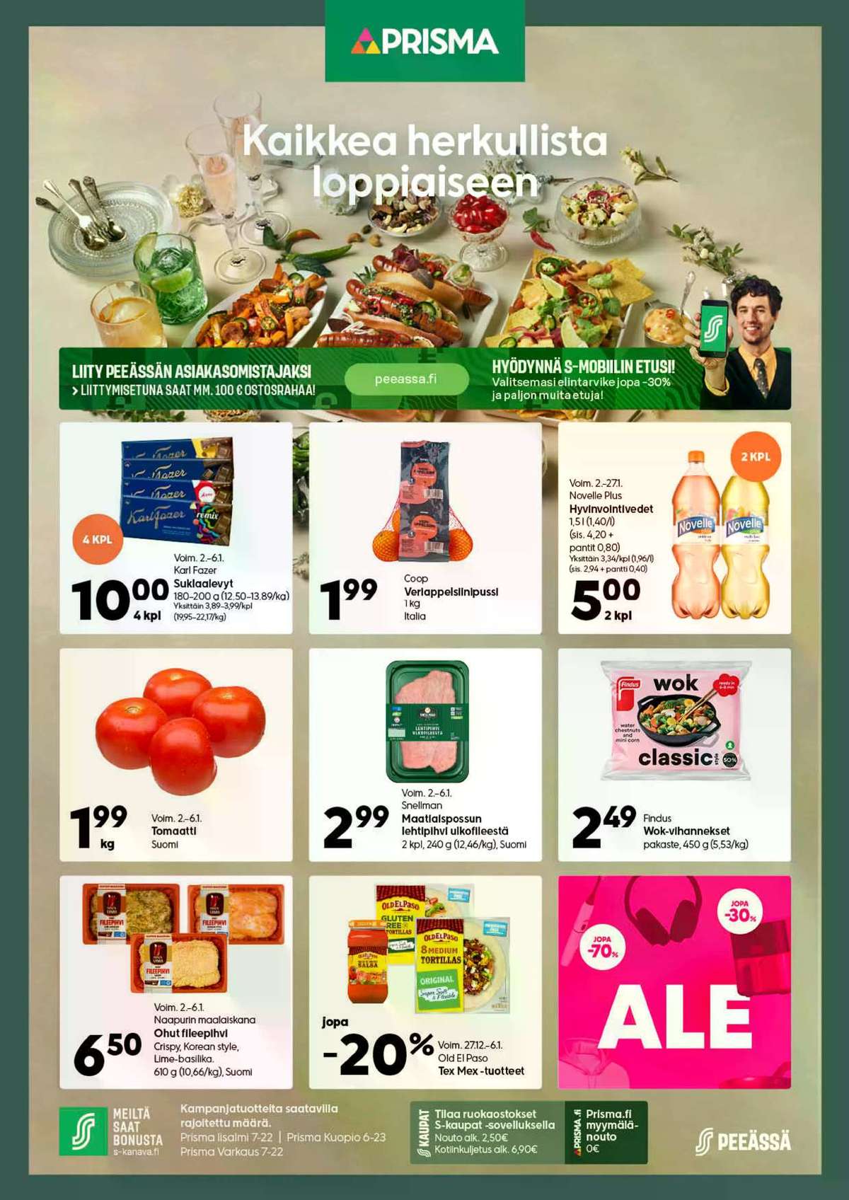 Katso ketjun Prisma region tarjouslehti viikolta 1 sivustolla Viikkotarjoukset.fi. Löydät monia hyviä tarjouksia erilaisista tuotteista. Lue tarjouslehti täältä! Sivu 1