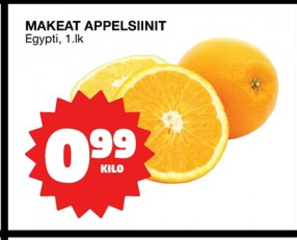 Tarjoukset ja hintavertailu haulla ei määritelty, , Appelsiinit 1.000 kg 1 paketti(a) €0.99