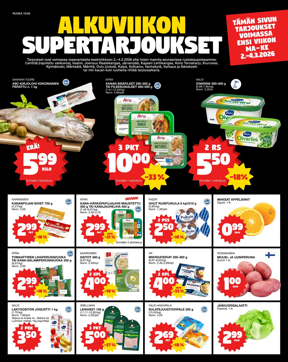 Katso ketjun Tokmanni tarjouslehti viikolta 10 sivustolla Viikkotarjoukset.fi. Löydät monia hyviä tarjouksia erilaisista tuotteista. Lue tarjouslehti täältä! Sivu 1