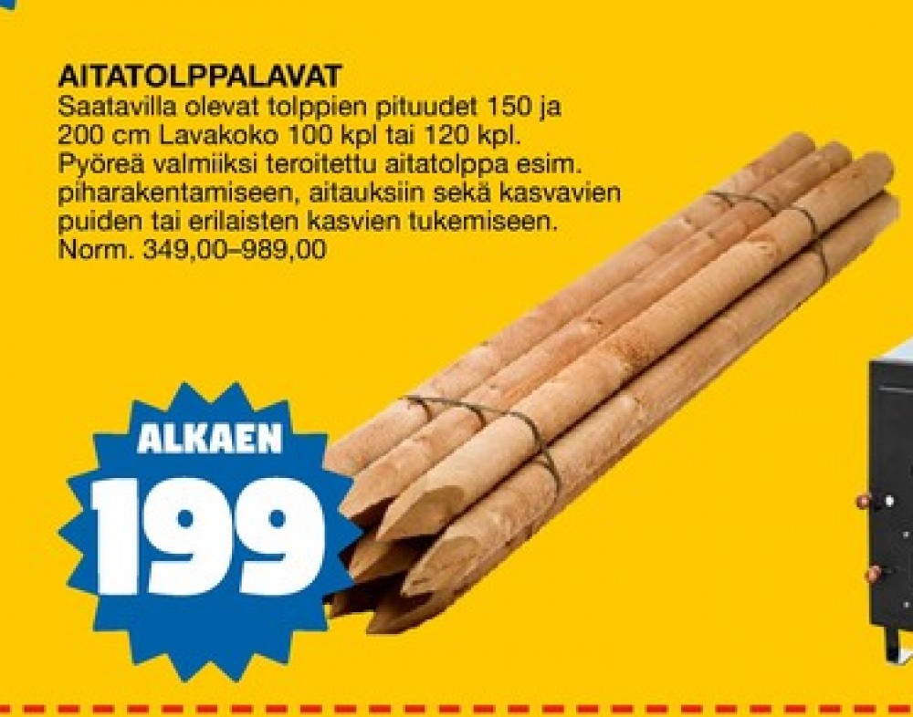 Tarjoukset ja hintavertailu haulla ei määritelty, , Aitatolpat 100.000 kpl 1 paketti(a) €alkaen 199.00