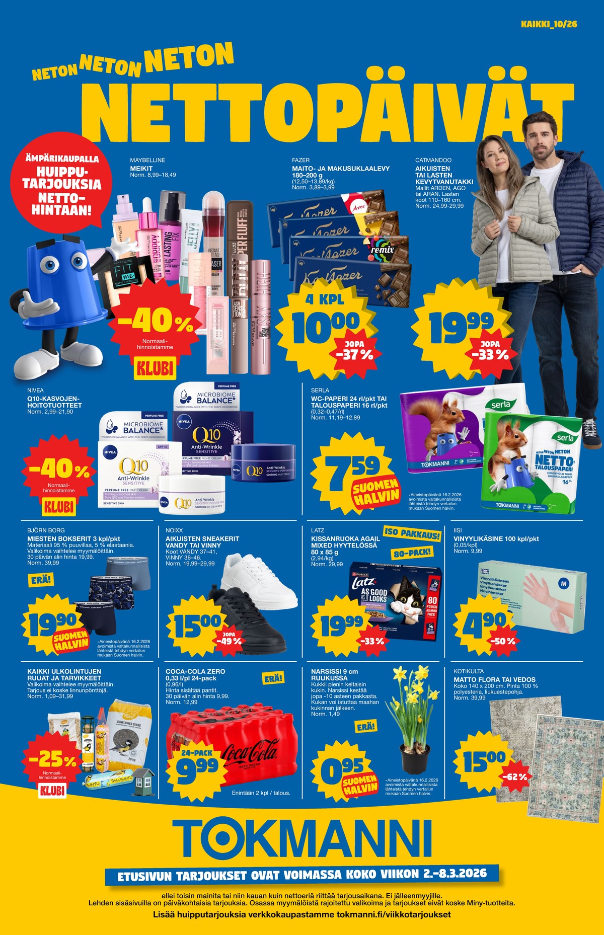 Katso ketjun Tokmanni tarjouslehti viikolta 10 sivustolla Viikkotarjoukset.fi. Löydät monia hyviä tarjouksia erilaisista tuotteista. Lue tarjouslehti täältä! Sivu 1