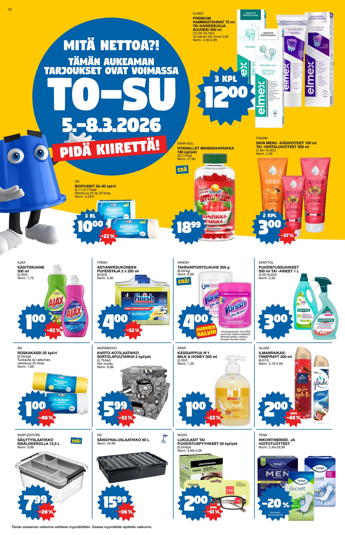 Katso ketjun Tokmanni tarjouslehti viikolta 10 sivustolla Viikkotarjoukset.fi. Löydät monia hyviä tarjouksia erilaisista tuotteista. Lue tarjouslehti täältä! Sivu 12