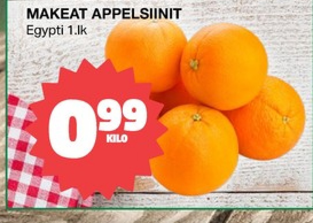 Tarjoukset ja hintavertailu haulla ei määritelty, , Appelsiinit 1.000 kg 1 paketti(a) €0.99
