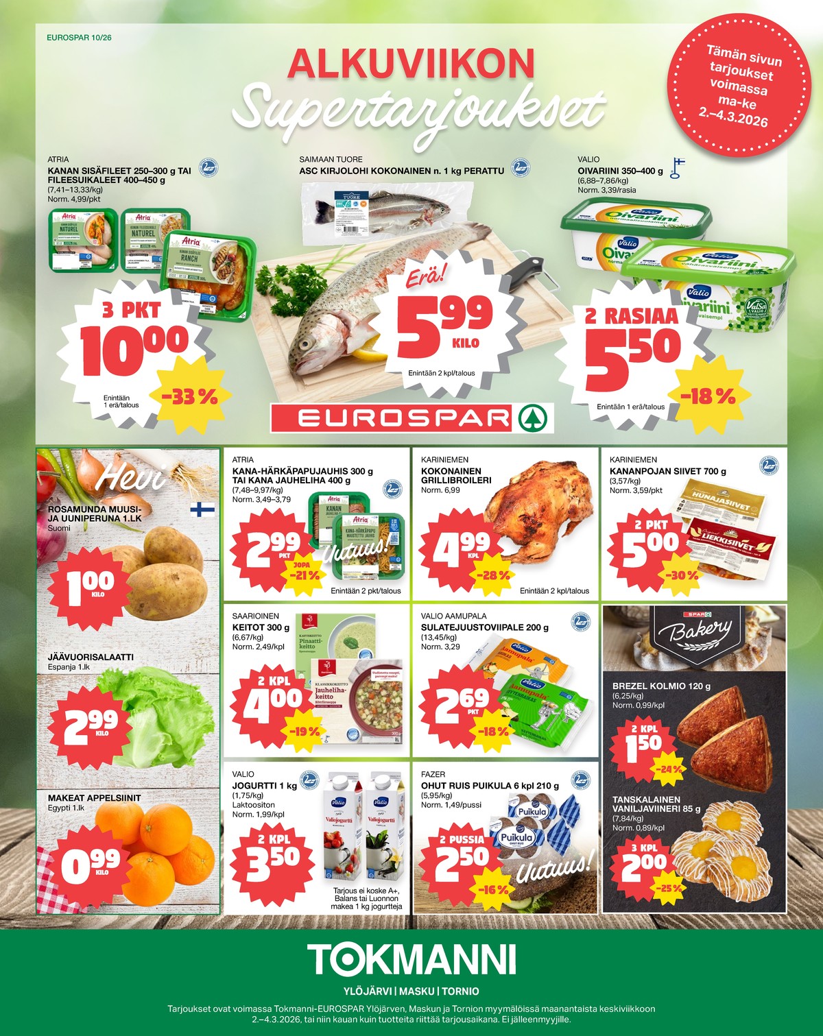 Katso ketjun Tokmanni tarjouslehti viikolta 10 sivustolla Viikkotarjoukset.fi. Löydät monia hyviä tarjouksia erilaisista tuotteista. Lue tarjouslehti täältä! Sivu 1