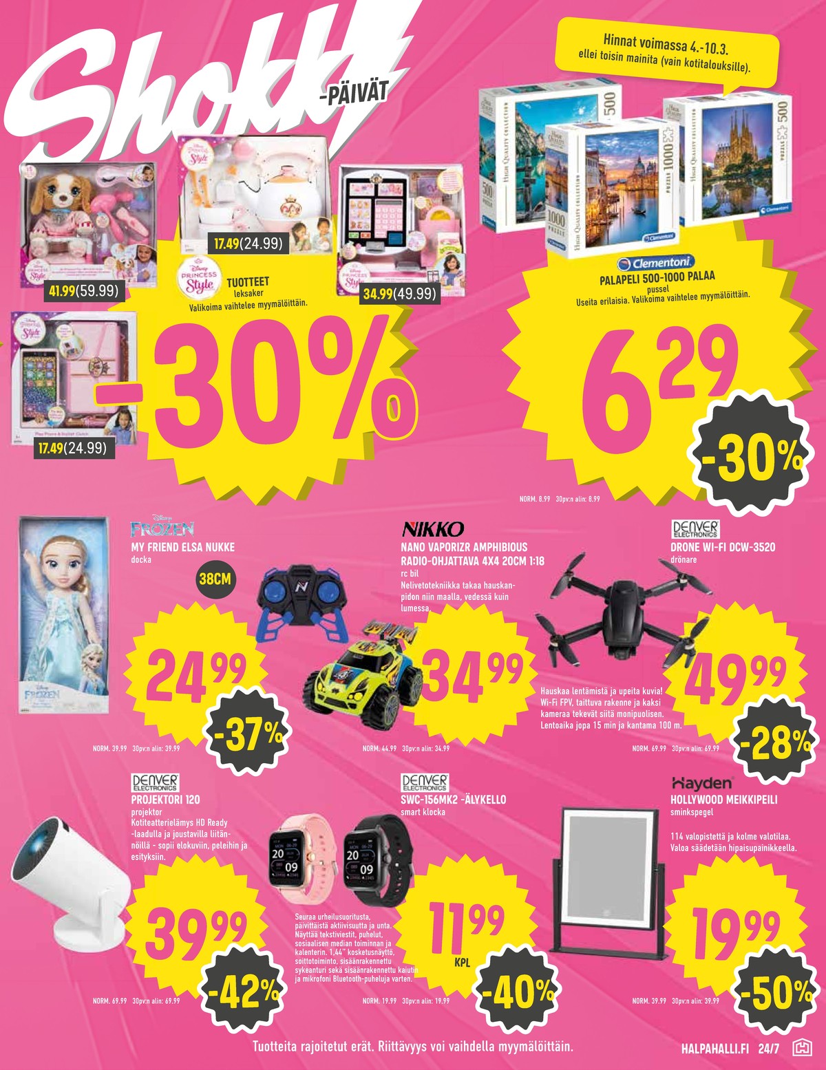 Katso ketjun Halpa Halli tarjouslehti viikolta 10 sivustolla Viikkotarjoukset.fi. Löydät monia hyviä tarjouksia erilaisista tuotteista, esimerkiksi %product1% tai muista tuotteista. Lue tarjouslehti täältä! Sivu 11