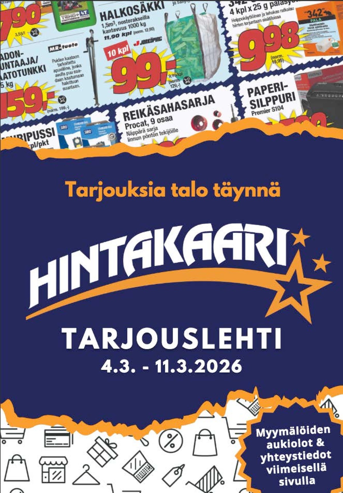 Katso ketjun Hintakaari tarjouslehti viikolta 10 sivustolla Viikkotarjoukset.fi. Löydät monia hyviä tarjouksia erilaisista tuotteista. Lue tarjouslehti täältä! Sivu 1