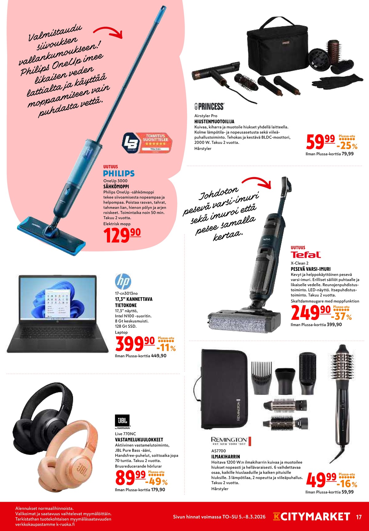 Katso ketjun K-Citymarket tarjouslehti viikolta 10 sivustolla Viikkotarjoukset.fi. Löydät monia hyviä tarjouksia erilaisista tuotteista. Lue tarjouslehti täältä! Sivu 17