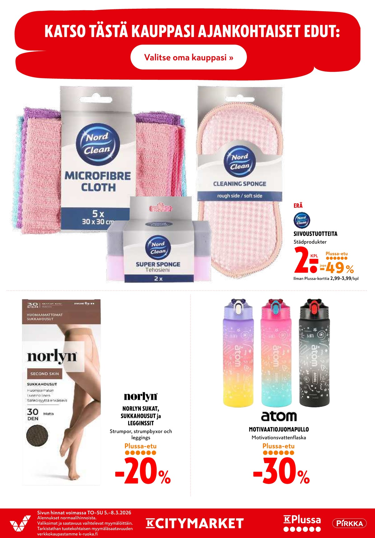 Katso ketjun K-Citymarket tarjouslehti viikolta 10 sivustolla Viikkotarjoukset.fi. Löydät monia hyviä tarjouksia erilaisista tuotteista. Lue tarjouslehti täältä! Sivu 18