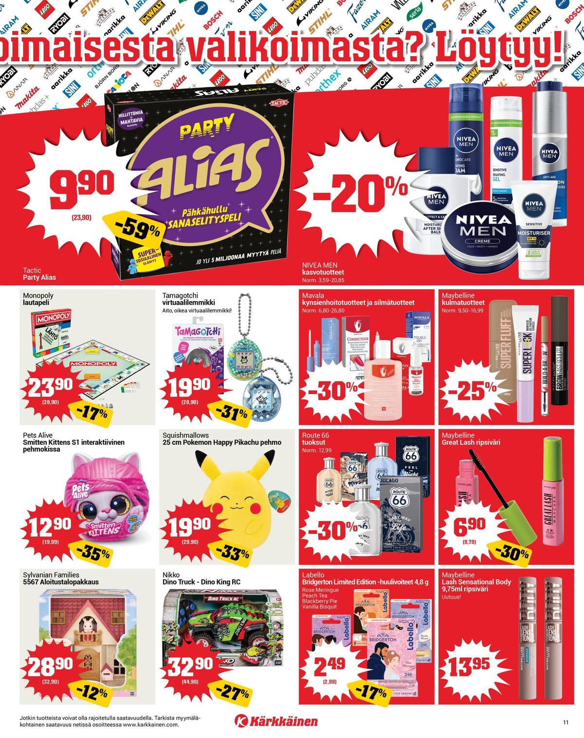 Katso ketjun Kärkkäinen tarjouslehti viikolta 11 sivustolla Viikkotarjoukset.fi. Löydät monia hyviä tarjouksia erilaisista tuotteista. Lue tarjouslehti täältä! Sivu 11