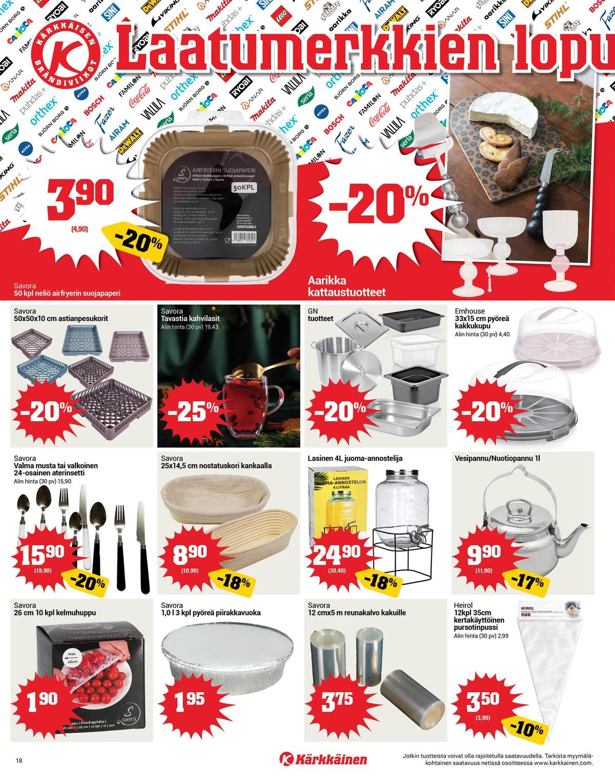Katso ketjun Kärkkäinen tarjouslehti viikolta 11 sivustolla Viikkotarjoukset.fi. Löydät monia hyviä tarjouksia erilaisista tuotteista. Lue tarjouslehti täältä! Sivu 18