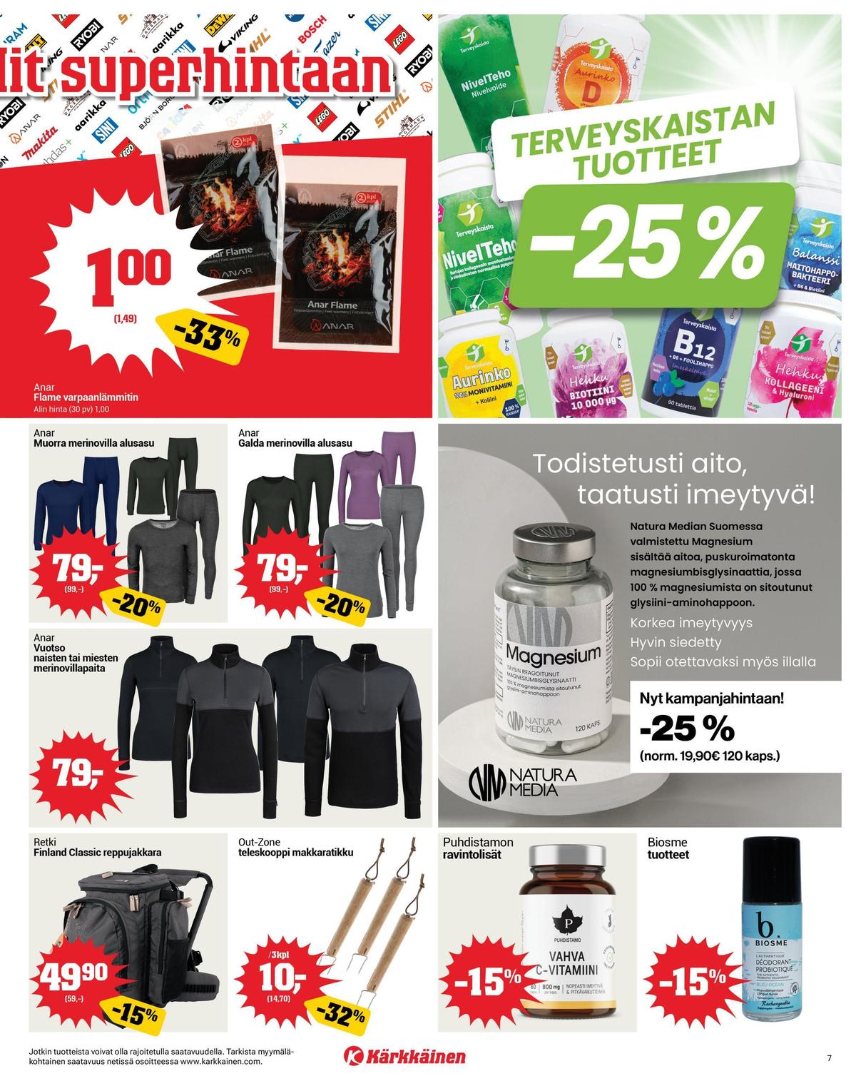 Katso ketjun Kärkkäinen tarjouslehti viikolta 11 sivustolla Viikkotarjoukset.fi. Löydät monia hyviä tarjouksia erilaisista tuotteista. Lue tarjouslehti täältä! Sivu 7