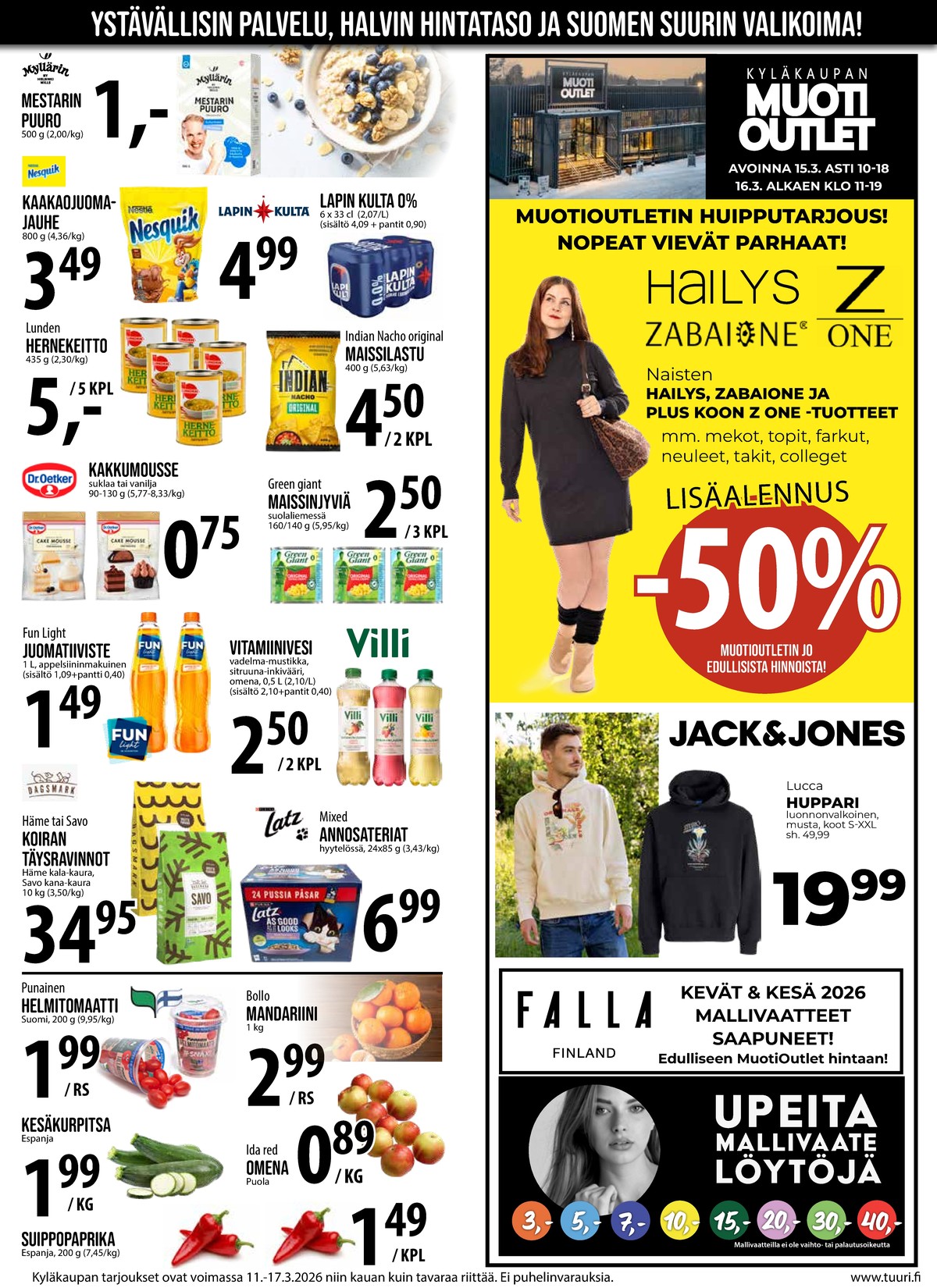 Katso ketjun Keskinen tarjouslehti viikolta 11 sivustolla Viikkotarjoukset.fi. Löydät monia hyviä tarjouksia erilaisista tuotteista, esimerkiksi maissilastut indian nacho tai säilykevihannekset green giant. Lue tarjouslehti täältä! Sivu 6