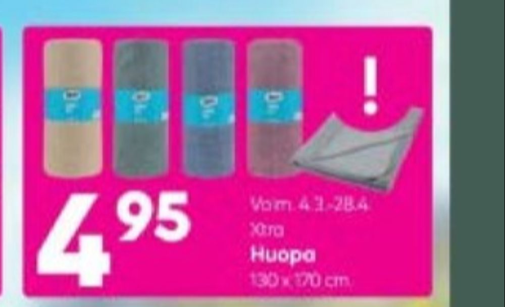 Tarjoukset ja hintavertailu haulla X-tra, , Huovat 0.000 kpl 1 kappale €4.95