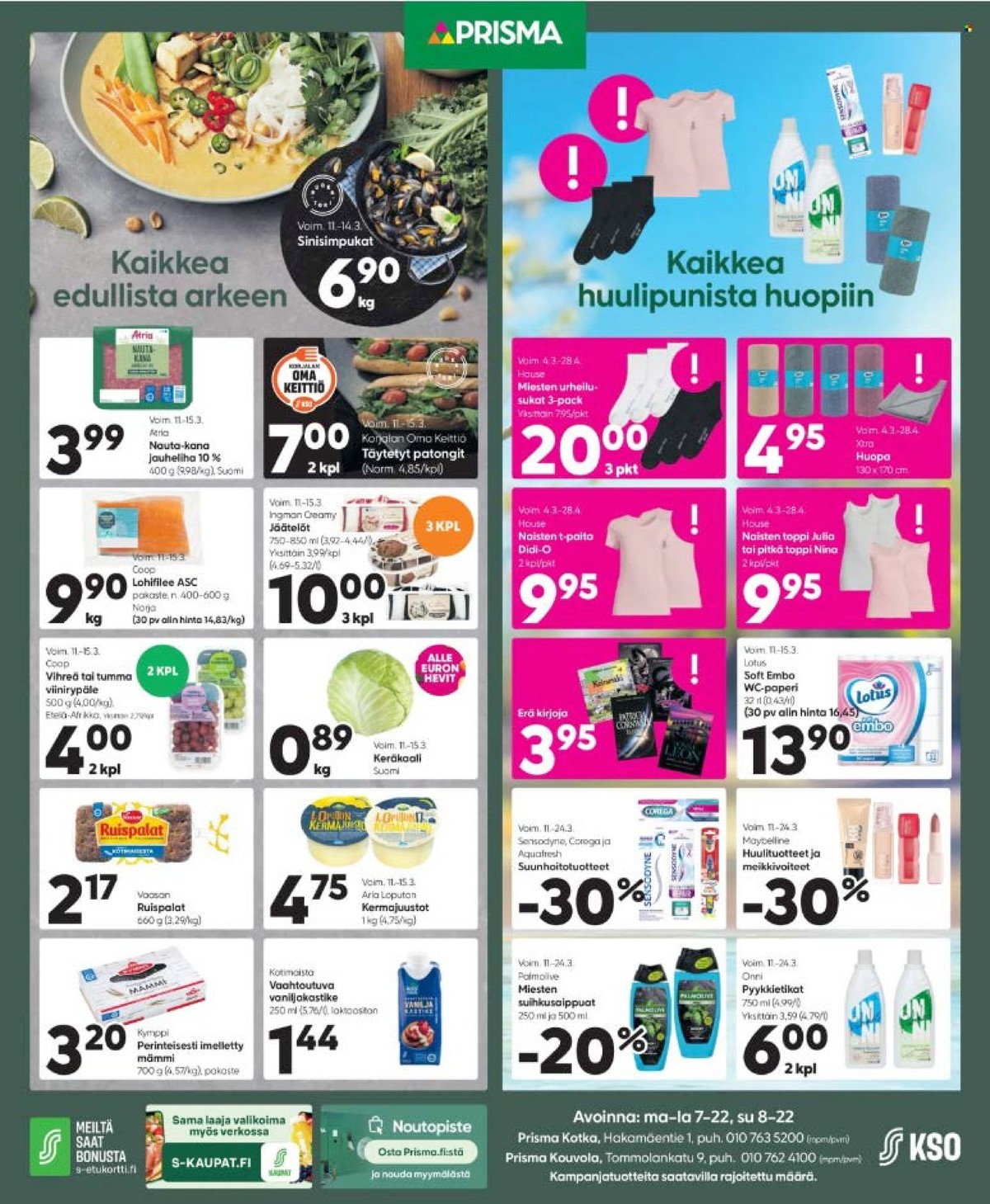 Katso ketjun Prisma region tarjouslehti viikolta 11 sivustolla Viikkotarjoukset.fi. Löydät monia hyviä tarjouksia erilaisista tuotteista. Lue tarjouslehti täältä! Sivu 1