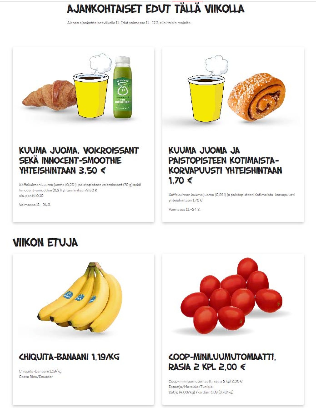 Katso ketjun Alepa tarjouslehti viikolta 11 sivustolla Viikkotarjoukset.fi. Löydät monia hyviä tarjouksia erilaisista tuotteista. Lue tarjouslehti täältä! Sivu 1