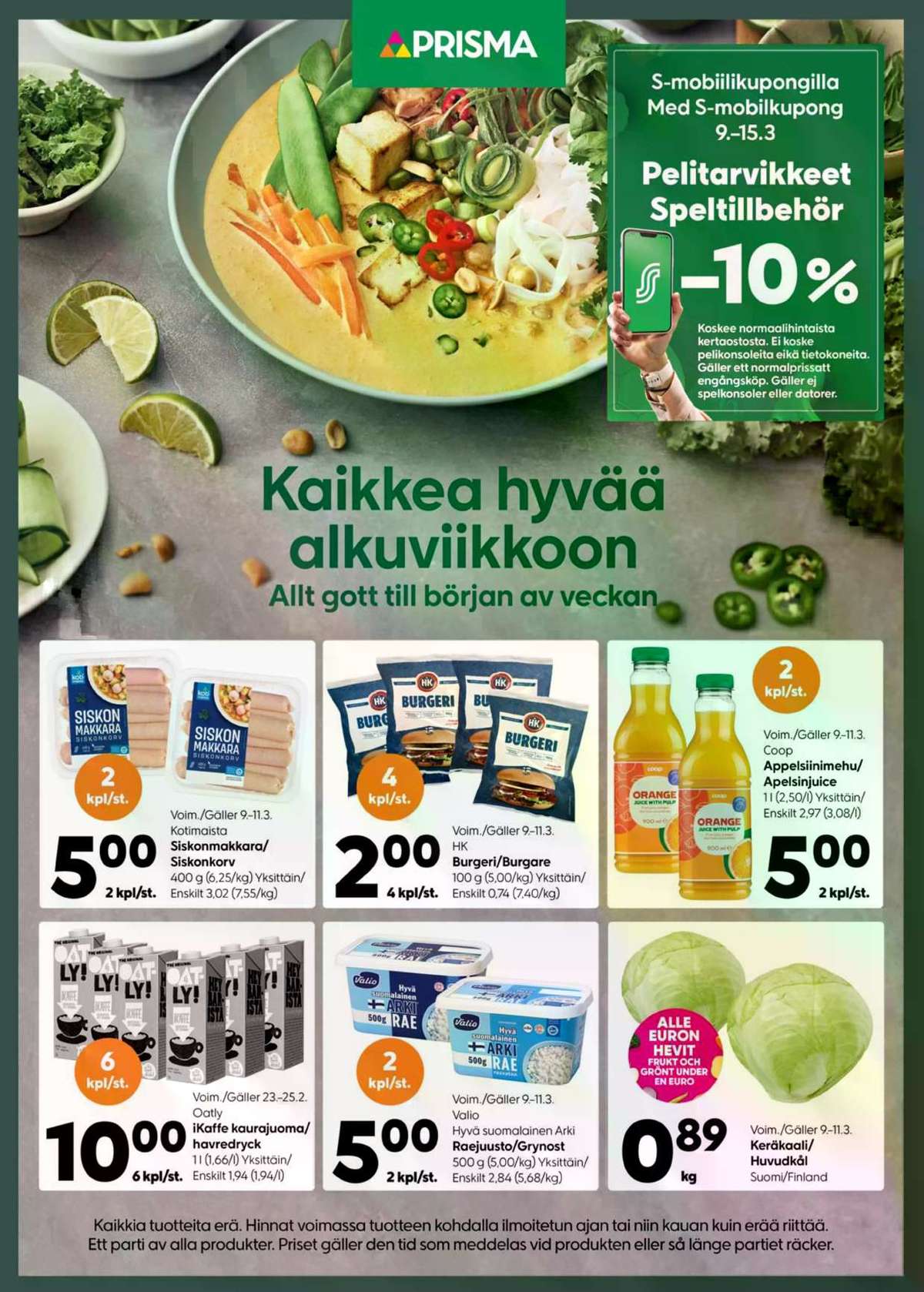 Katso ketjun Prisma region tarjouslehti viikolta 11 sivustolla Viikkotarjoukset.fi. Löydät monia hyviä tarjouksia erilaisista tuotteista, esimerkiksi %product1% tai muista tuotteista. Lue tarjouslehti täältä! Sivu 1