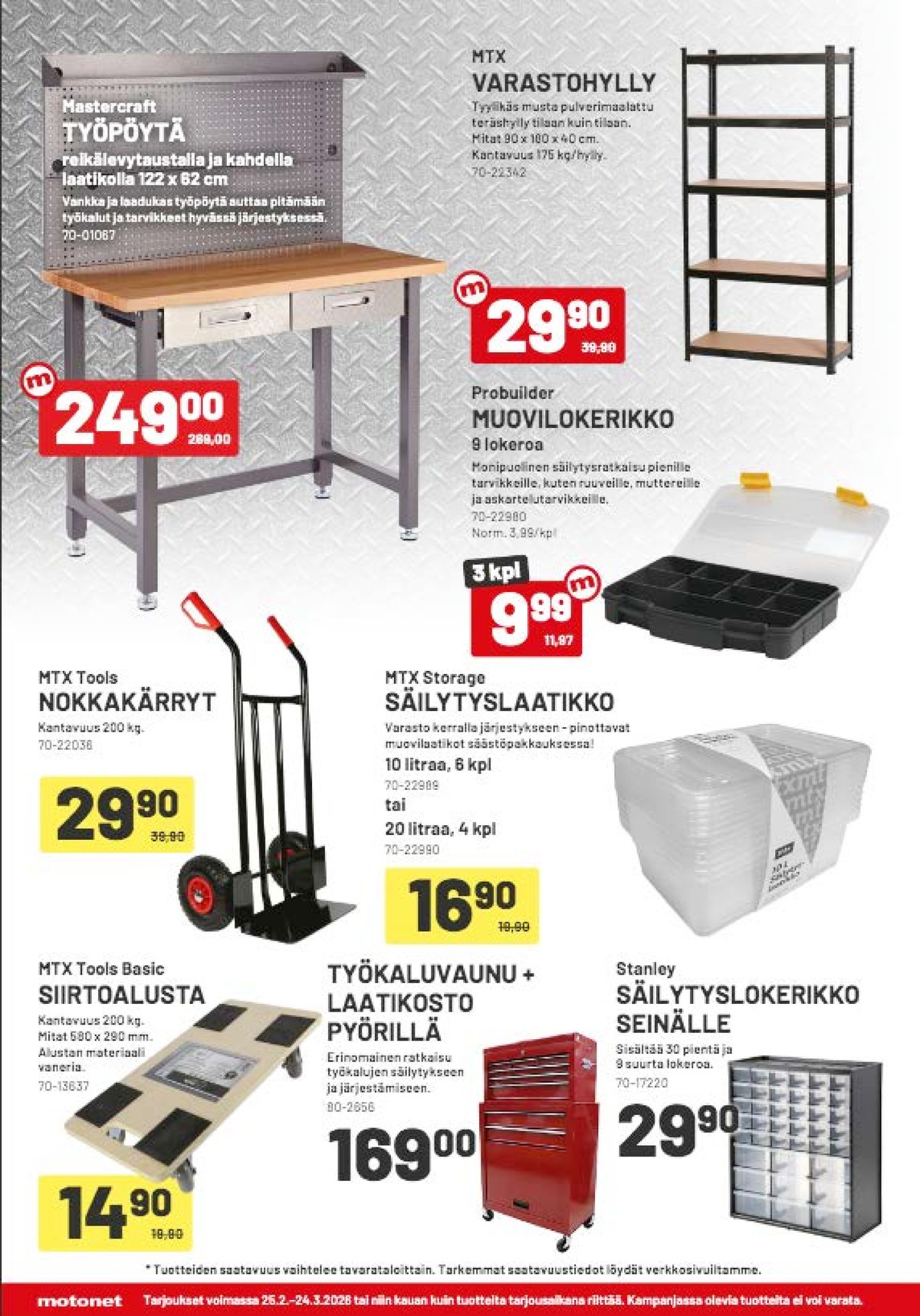 Katso ketjun Motonet tarjouslehti viikolta 11 sivustolla Viikkotarjoukset.fi. Löydät monia hyviä tarjouksia erilaisista tuotteista. Lue tarjouslehti täältä! Sivu 2