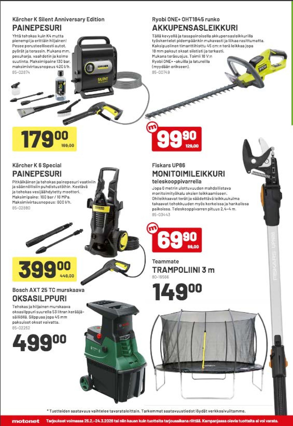 Katso ketjun Motonet tarjouslehti viikolta 11 sivustolla Viikkotarjoukset.fi. Löydät monia hyviä tarjouksia erilaisista tuotteista. Lue tarjouslehti täältä! Sivu 8